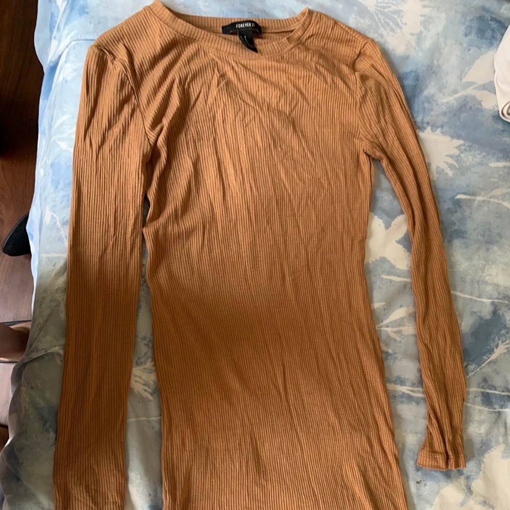 Tan knit midi dress